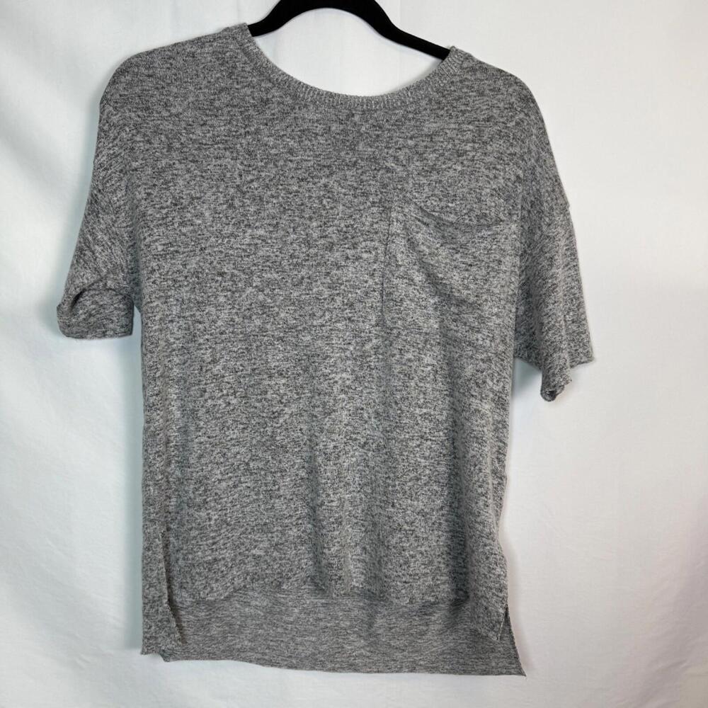 Rails Micah Fuzzy Grey Knit Tee Size XS Crewneck Short Sleeve Heather Gay‎
